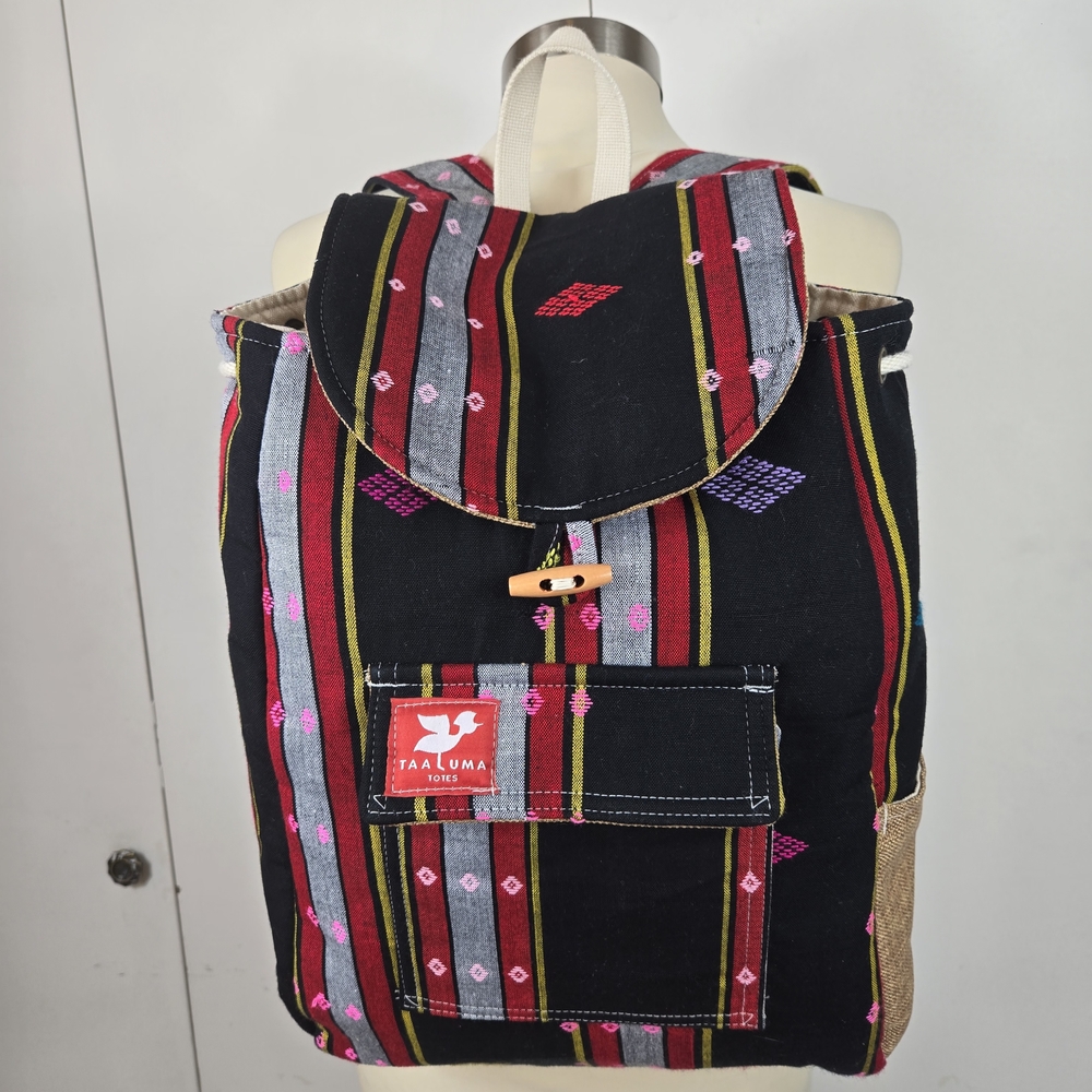 Black and Red Patterned Backpack - image 3